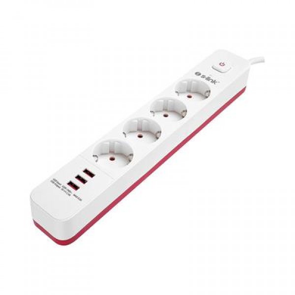 S-Link SPG403U 1.5 Metre 4lü Anahtarlı Akım Korumalı Usb Girişli