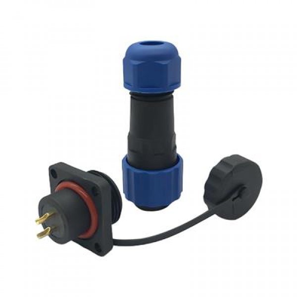 SD16 Su Geçirmez 2 Pin 16 Mm Dörtgen Konnektör (Fiş-Soket / Erkek-Dişi)