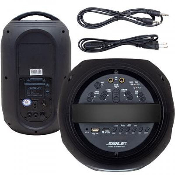 Shile SL-2018A El Mikrofonlu-Kumandalı USB/SD/BT Işıklı Taşınabilir Şarjlı Seyyar Anfi