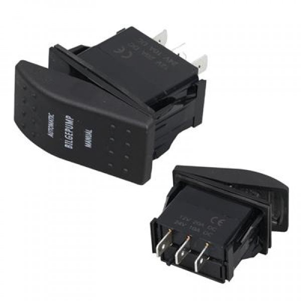 PowerMaster ﻿Sintine Pompa Sembollü Işıksız Yaylı 3 Pinli On-Off 12-24V Marin Switch