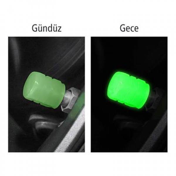 Sunup SN-21012 Yeşil Fosforlu Işık Saçan Lastik Sibop Kapak (Tekli)