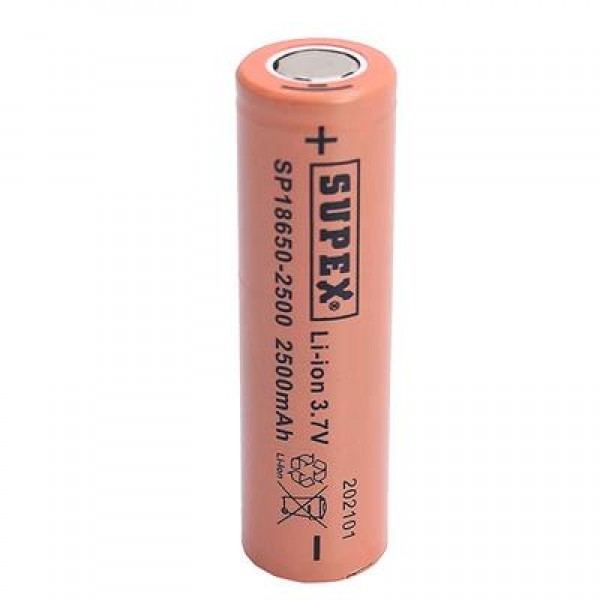 Supex 18650-2500 3.7v 2500 Mah Düz Kafa Li-Ion Pil