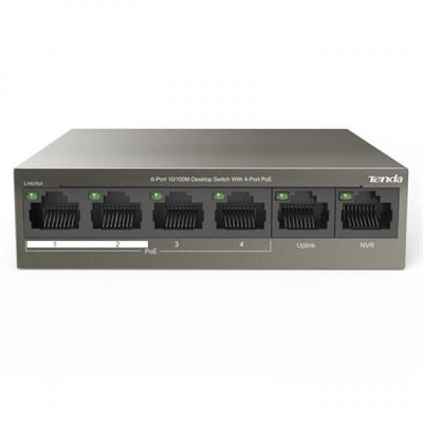 Tenda TEF1106P 2 x Uplink + 4 Port Poe Ethernet Switch 63 Watt