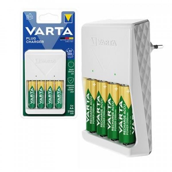 Varta 4XAA 2100 Mah Pilli Beyaz Plug Pil Şarj Ci̇hazı Varta 4XAA 2100 Mah Pilli Beyaz Plug Pil Şarj Ci̇hazı