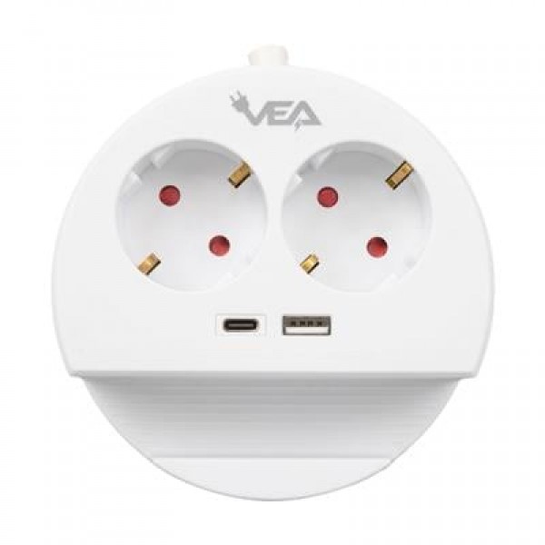 VE- G1102C 2'li USB+ Type-C Girişli Anahtarlı 1.5 Metre Grup Priz