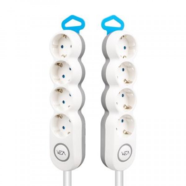 Vea VE-2S4S 4'Lü 1.5 Metre Kablolu Anahtarlı Grup Priz