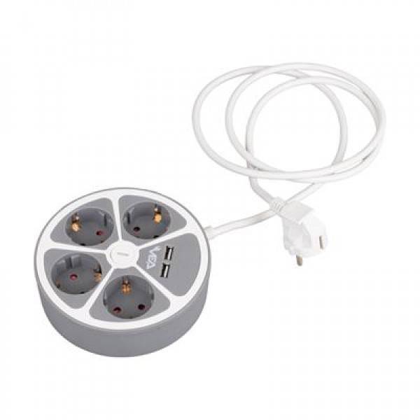 Vea VE-G604YU 4'lü 2 USB’li Anahtarlı 1.5 Metre Grup Priz
