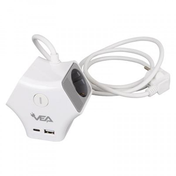 Vea VE-G903YC 3'lü USB+ Type-C Girişli Anahtarlı 1.5 Metre Grup Priz