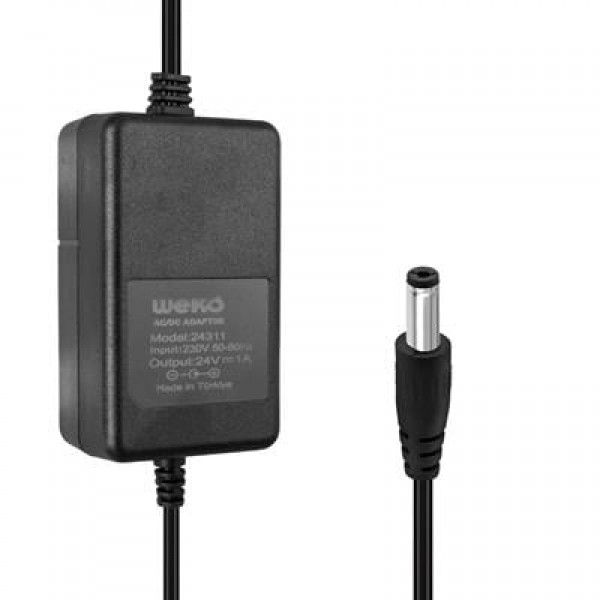 Weko 24 Volt - 1 Amper 5.5*2.5 Uçlu Yerli Üretim Masa Tipi Adaptör Weko 24 Volt - 1 Amper 5.5*2.5 Uçlu Yerli Üretim Masa Tipi Adaptör