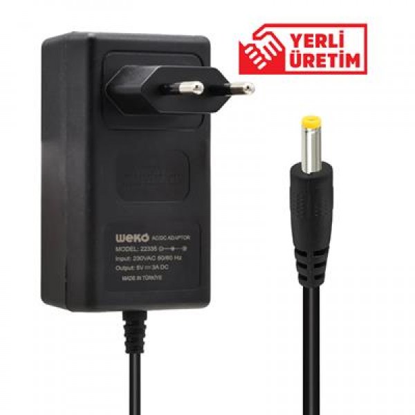 Weko 5 Volt - 3 Amper 2.5*0.7 Uçlu Priz Ti̇pi̇ Adaptör Weko 5 Volt - 3 Amper 2.5*0.7 Uçlu Priz Ti̇pi̇ Adaptör