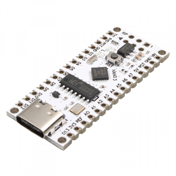 Arduino Nano V3.0 Uyumlu USB-C (Beyaz PCB) Geliştirme Kartı