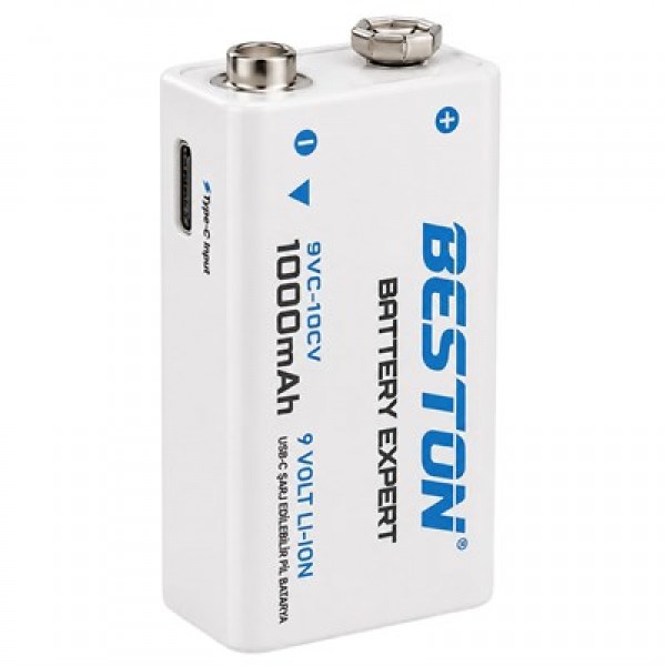 Beston 9VC-10CV 9V 1000mAh Type-C Şarj Edilebilir Li-Ion Lityum Pil ve Şarj Kablosu Beston 9VC-10CV 9V 1000mAh Type-C Şarj Edilebilir Li-Ion Lityum Pil ve Şarj Kablosu