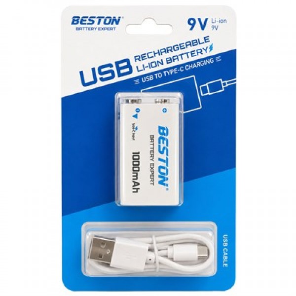 Beston 9VC-10CV 9V 1000mAh Type-C Şarj Edilebilir Li-Ion Lityum Pil ve Şarj Kablosu Beston 9VC-10CV 9V 1000mAh Type-C Şarj Edilebilir Li-Ion Lityum Pil ve Şarj Kablosu
