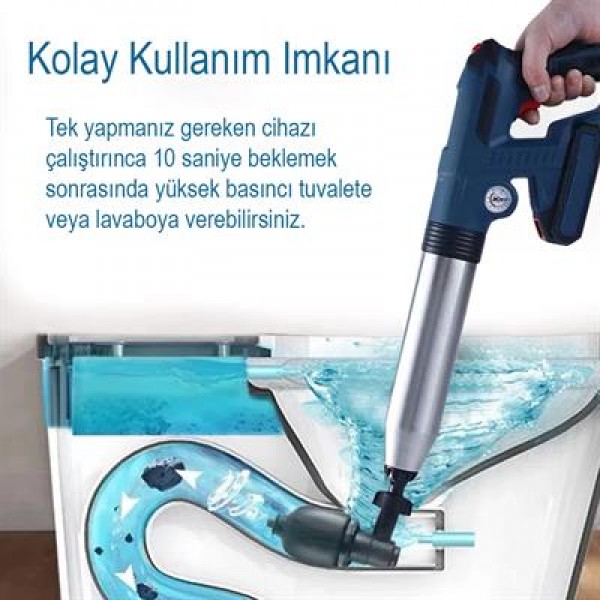 Elektromer EL-26077 Şarjlı Yüksek Basınçlı Tuvalet Pistonu Pompası