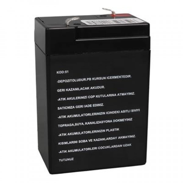Energy Mustang 6 Volt 4 Amper Kuru Işıldak Aküsü (70x48x101 Mm)