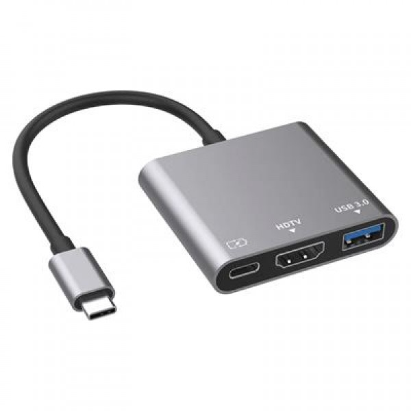 Enkado EKD-TP43 3'ü 1 Arada Type-C Hub Adaptör 4K HDMI USB3.0 ve PD Şarj Destekli Metal Dönüştürücü