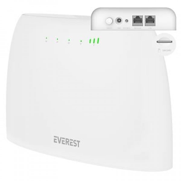 Everest EWR-4G03 4G LTE Wi-Fi Router SIM Kart Girişli 300 Mbps 2.4GHz WAN/LAN Portlu Kablosuz Yönlendirici