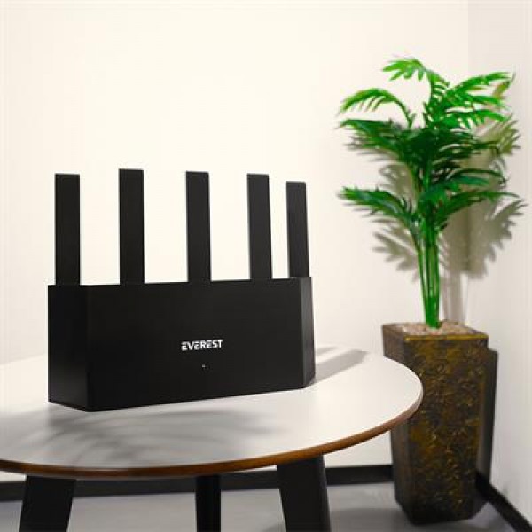 Everest EWR-X3000MBPS-V1 X3000Mbps Dualband 5*6dBi 1 Wan Port + 3 Lan Port Wi-Fi 6 Wisp+Ap+Repeater Destekli Kablosuz Wifi Router  