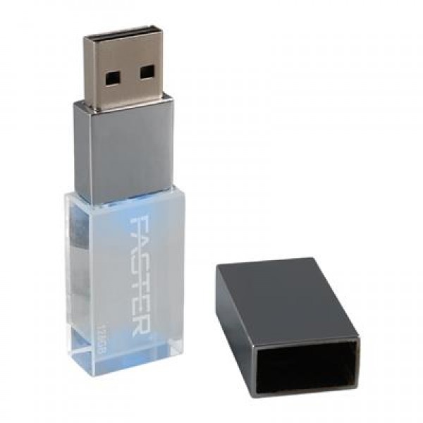 Faster 128 GB Mimi Serisi USB 3.0 Yüksek Hızlı Mavi Işıklı Metal Flash Bellek