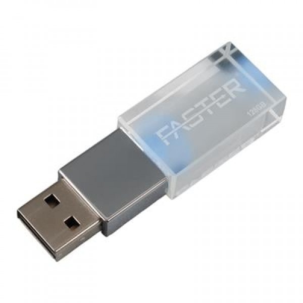 Faster 128 GB Mimi Serisi USB 3.0 Yüksek Hızlı Mavi Işıklı Metal Flash Bellek