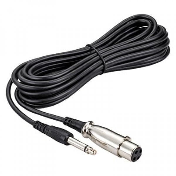 Fully G-526F 6.3mm Mono Erkek Canon Dişi 5 Metre Siyah Mikrofon Ara Kablosu