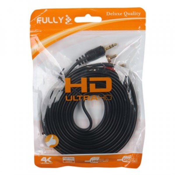 Fully G-530AG 3 Metre Gold Uçlu 2 RCA - 3.5mm Stereo Ses Kablosu Fully G-530AG 3 Metre Gold Uçlu 2 RCA - 3.5mm Stereo Ses Kablosu