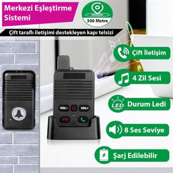 Hello D90 1000 Mah Şarjlı Kapalı Devre Görüntülü Diyafon Konuşma Sistemi