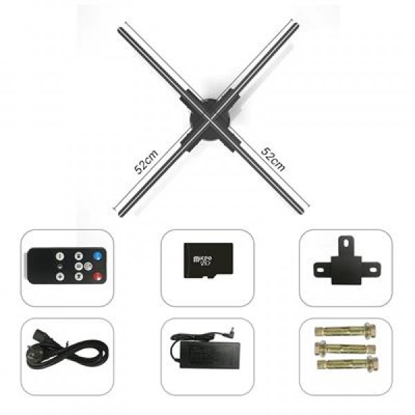 Hello Z7H 3D Hologram Fan - Holografik Video Görüntü Projektörü 52 Cm (Uzaktan Kumanda - Wifi - Telefon APP)