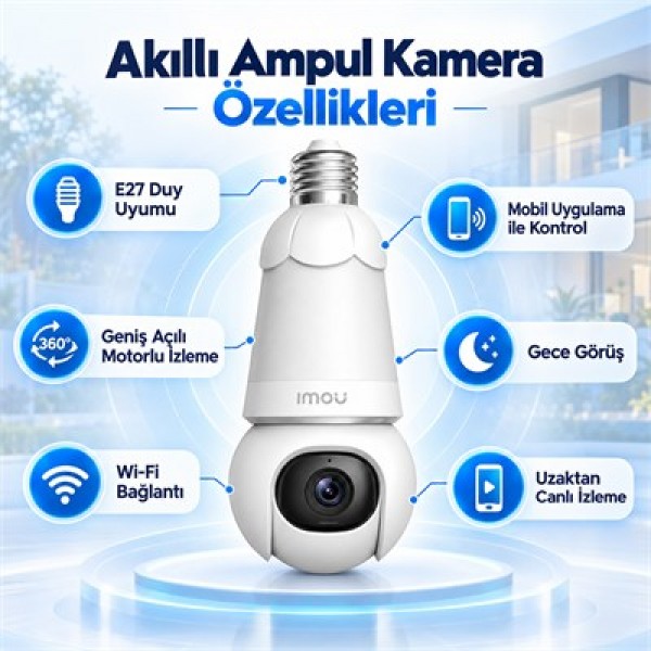 Imou IPC-S6DP-5M0WEB Bulb Cam Renkli Gece Görüş İki Yönlü Konuşma Siren Wifi 5MP E27 Ampul Duy Tipi Kamera Imou IPC-S6DP-5M0WEB Bulb Cam Renkli Gece Görüş İki Yönlü Konuşma Siren Wifi 5MP E27 Ampul Duy Tipi Kamera