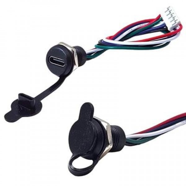 Intercom IC-266T-2 Pano Tip TYPE-C Şase Dişi 5Pin Soketli Şarj Ve Data Bağlantı Modülü Su Geçirmez