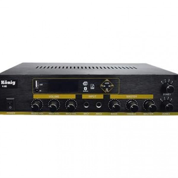 König K-90 2 Zonlu 100 Watt Usb-Bluetooth-2 Bölgeli 2 Mik. Giriş Trafolu Anfi
