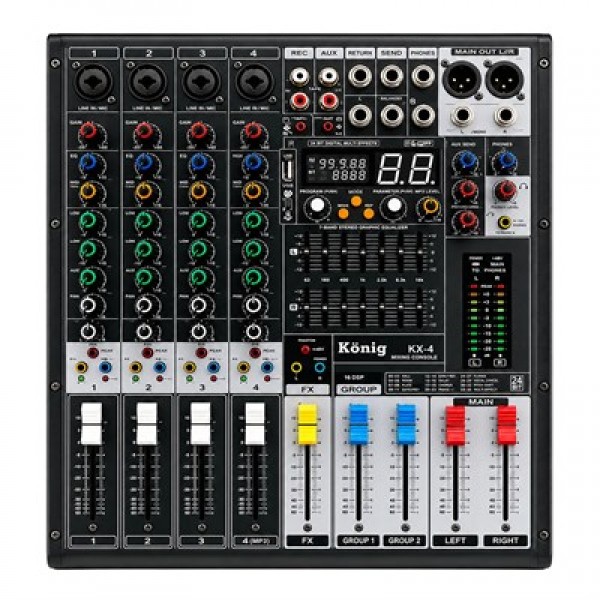 König KX-4 4 Kanal 2 Aux Giriş USB - MP3 - BT 99 DSP 2X7 Band EQ Deck Mikser