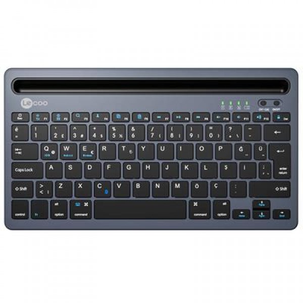 Lenovo Lecoo BK100 Bluetooth V3.0 Çoklu Cihaz Uyumlu Şarj Edilebilir Kablosuz Gri Türkçe Q Klavye