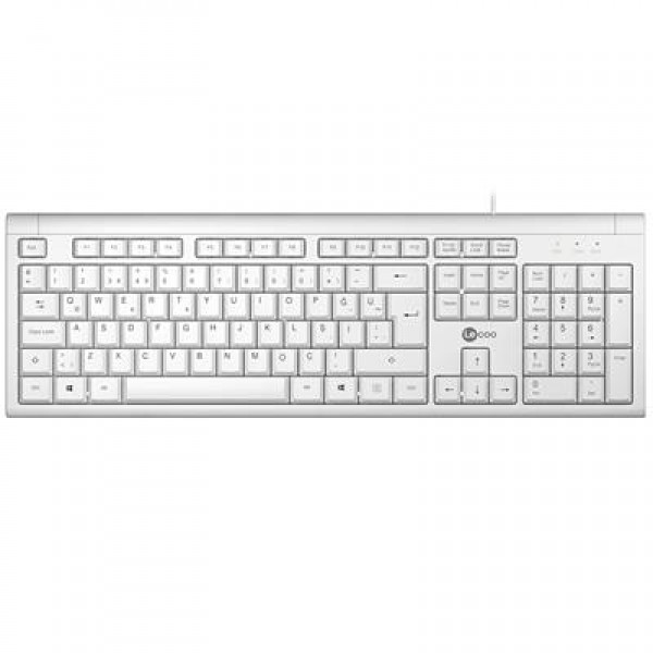 Lenovo Lecoo KB101 USB Kablolu Beyaz TÜRKÇE Q Klavye 
