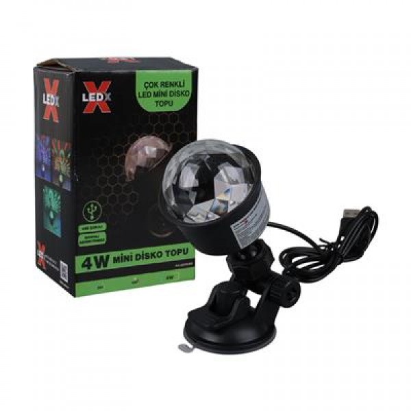 Ledx AL-KX-6889 Projeksiyon Atmosferli Usbli 4 Watt Şarjlı Sihirli Rgb Led Disko Topu