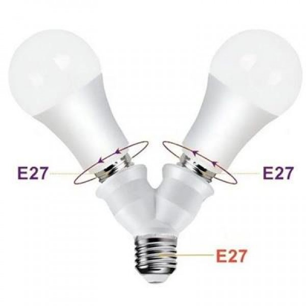 Ledx DY-101 E27 Duy Çoğaltıcı (Tek Duydan Çift E27 Lamba Bağlantısı)