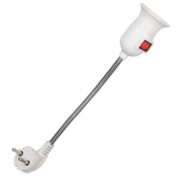 LedX DY-112 Prizden E27 Duya Dönüştürücü 26cm Spiralli Anahtarlı Duy