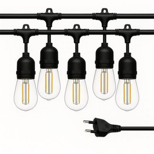 Ledx KB00001 5'li E27 Duy Sıralı 5 Metre Lamba Kablosu (5 Adet Duy İçerir)