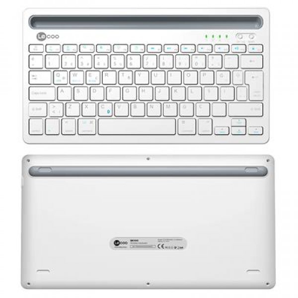 Lenovo Lecoo BK100 Bluetooth V3.0 Çoklu Cihaz Uyumlu Şarj Edilebilir Kablosuz Beyaz Türkçe Q Klavye
