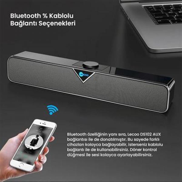 Lenovo Lecoo DS102BT 6W Çift Modlu Bluetooth - AUX Stereo Soundbar Hoparlör