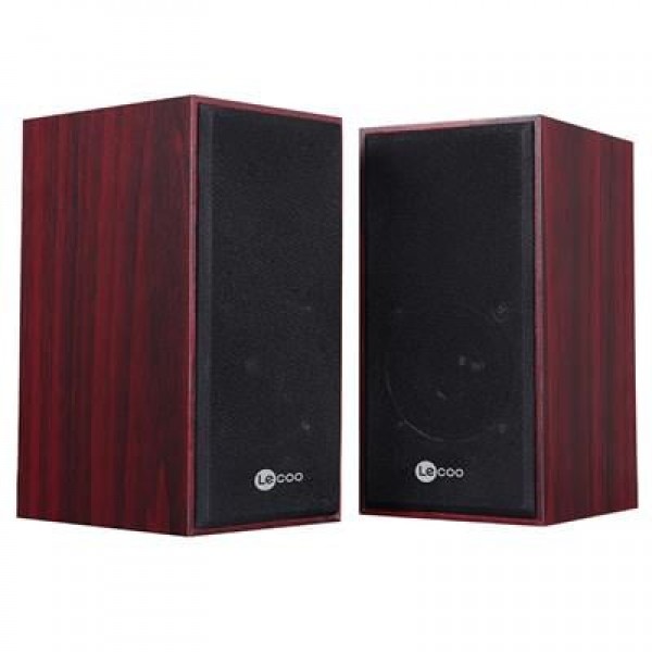Lenovo Lecoo DS105 6W Ahşap Gövdeli Masaüstü Stereo Hoparlör - USB + 3.5mm Jack Girişli PC Hoparlörü