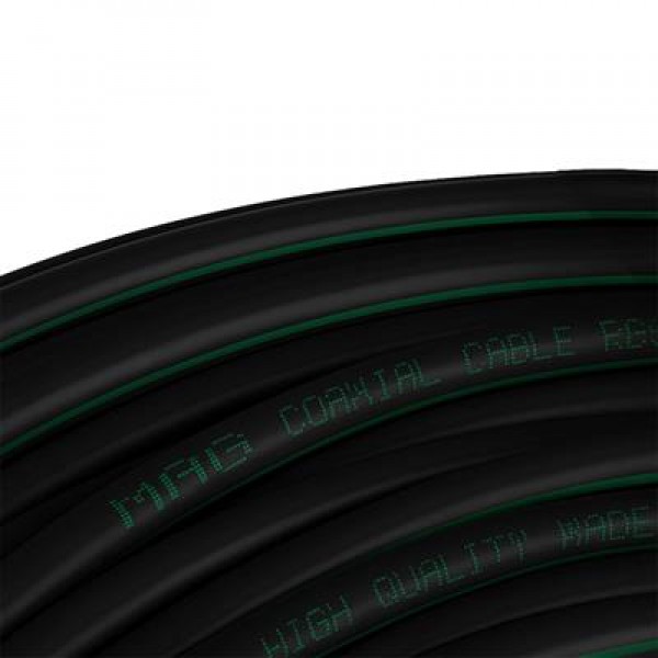 Mag Rg6/U6 Bakır Cu/Cu 80 Tel Siyah Anten Kablosu (100 Metre)