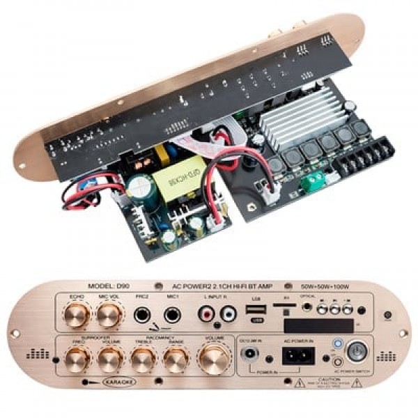 Magicvoice D90 2.1 Kanal 200W Profesyonel Amfi Kartı Bluetooth USB RCA Subwoofer Kontrollü