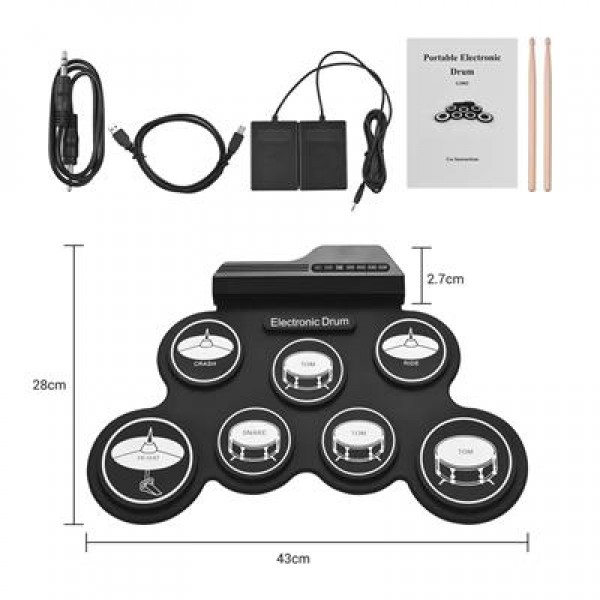 MagicVoice G3002 Elektronik Bateri Roll UP Davul Matı Kiti 7 Ped 