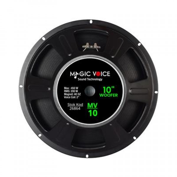 Magicvoice MV-10 Maks. 450 Watt / Rms 200 Watt 10” Siyah 25 Cm Woofer Yedek Hoparlör 