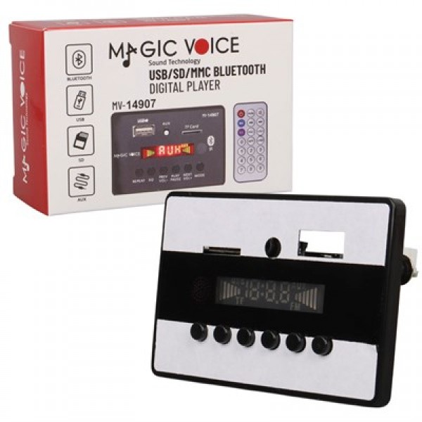 Magicvoice MV-14907 USB-SD-AUX-Bluetooth Mikrofonlu Kumandalı Ekranlı Oto Teyp Çevirici Dijital Player Board