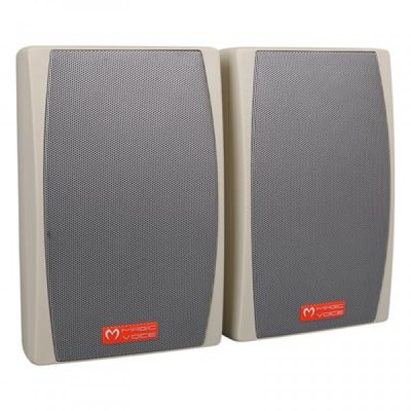 MagicVoice MV-24 13 CM 50 Watt Komütatörlü Hat Trafolu Krem Beyaz Sütun Hoparlör (2'li Takım)