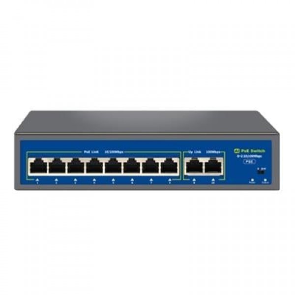 Novacom NVC-HIF0820FBL-C 8+2 Port 120W 10/100Mbps PoE Switch (250m Extend Modlu) Novacom NVC-HIF0820FBL-C 8+2 Port 120W 10/100Mbps PoE Switch (250m Extend Modlu)