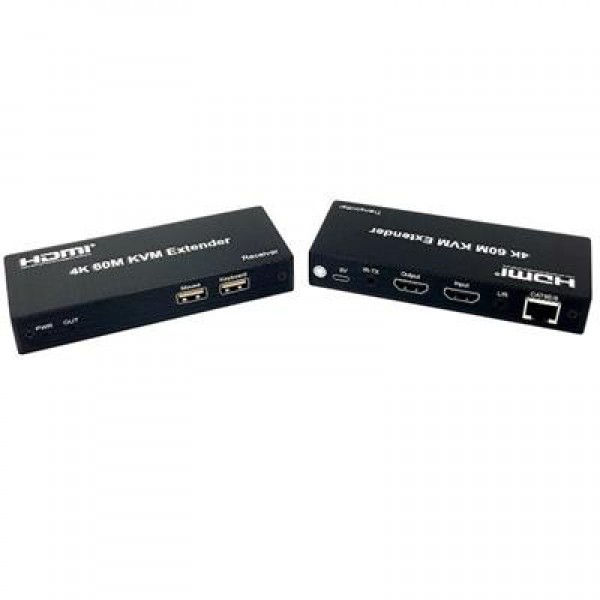 Novacom NVC-KVM60 4K 60 Metre HDMI+USB+IR To Cat6 Kvm Extender