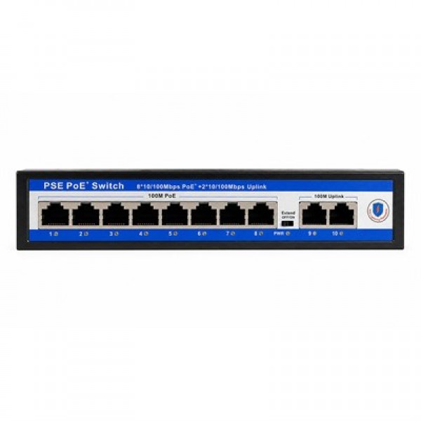 Novacom NVC-PSE0820 100/1000 Mbps 8 Port PoE + 2 Port Uplink Switch Novacom NVC-PSE0820 100/1000 Mbps 8 Port PoE + 2 Port Uplink Switch